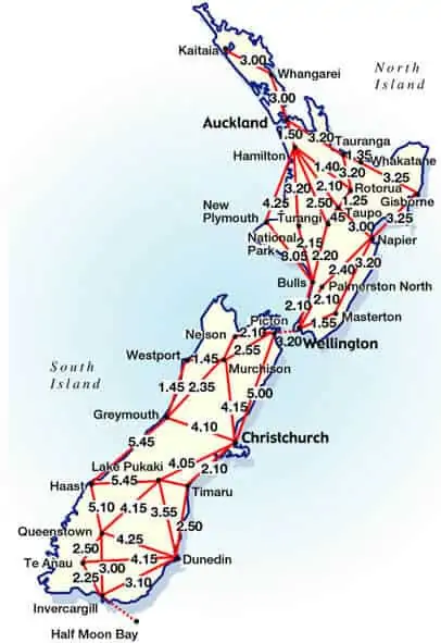 new zealand map of distances